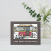 Cute RVヴィンテージポップアップキャンパートラベルトレーラー 招待状 (スタンド正面)