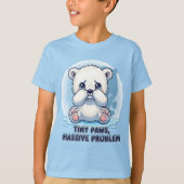 Cute Sad Polar Bear Cub Tiny Paws Massive Problem  Tシャツ (正面)