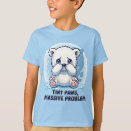 Cute Sad Polar Bear Cub Tiny Paws Massive Problem  Tシャツ