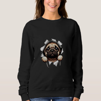 Cute Sad Pug Hoodie – Emotional Aesthetic Streetwe スウェットシャツ