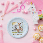 Cute Safari Animal Trio Boy Baby Shower ペーパープレート (パーティー)