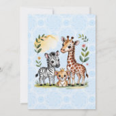 Cute Safari Animal Trio Boy Baby Shower 招待状 (裏面)