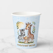 Cute Safari Animal Trio Boy Baby Shower 紙コップ (正面)