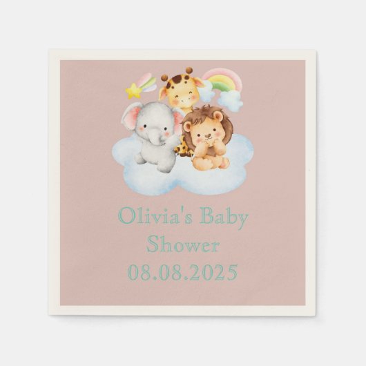 cute safari animals スタンダードカクテルナプキン (正面)