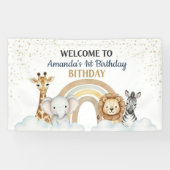 Cute Safari Animals 1st Birthday Banner 横断幕 (横)