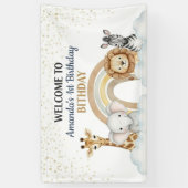 Cute Safari Animals 1st Birthday Banner 横断幕 (縦)