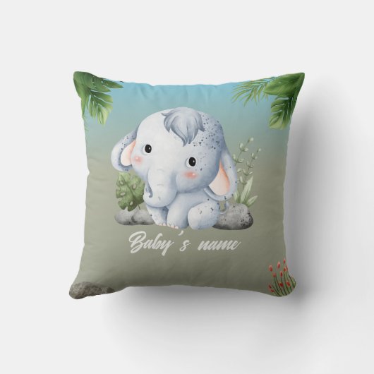 Cute Safari Animals 2 side Monkey Elephant クッション (裏面)