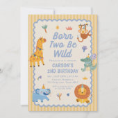Cute Safari Animals 2nd Birthday 招待状 (正面)