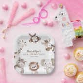Cute Safari Animals Boy Birthday Party Kids ペーパープレート (パーティー)