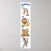 Cute safari animals cartoon growth chart ポスター (正面)