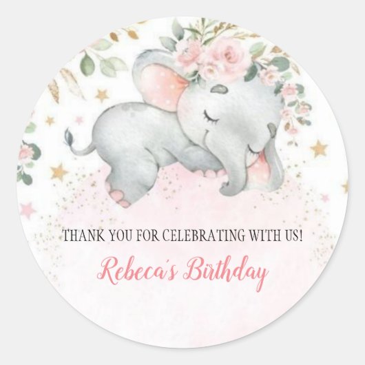 Cute Safari Animals First Birthday  Decor ラウンドシール (正面)