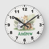 Cute Safari  Animals for Kids ラウンド壁時計 (正面)