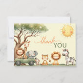 Cute safari animals gender neutral baby shower サンキューカード (正面)