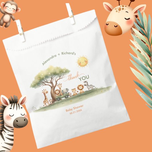 Cute safari animals gender neutral baby shower フェイバーバッグ