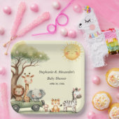 Cute safari animals gender neutral baby shower ペーパープレート (パーティー)