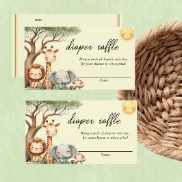 Cute Safari Animals gender neutral diaper raffle  ノートカード