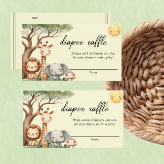 Cute Safari Animals gender neutral diaper raffle  ノートカード