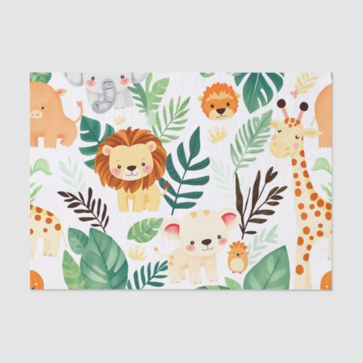 Cute Safari Animals Jungle Pattern 薄葉紙 (正面)