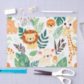 Cute Safari Animals Jungle Pattern 薄葉紙 (クラフト)