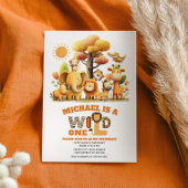 Cute Safari Animals Jungle WILD ONE 1st Birthday  招待状