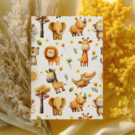 Cute Safari Animals Jungle WILD ONE 1st Birthday  招待状