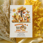 Cute Safari Animals Jungle WILD ONE 1st Birthday  招待状