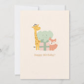Cute Safari Animals Kids Birthday Invitation Card 招待状 (裏面)