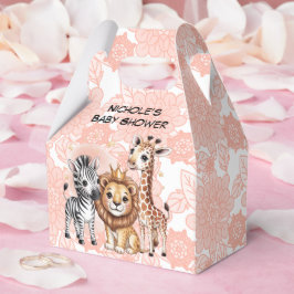 Cute Safari Animals Pink Florals Girl Baby Shower フェイバーボックス