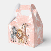Cute Safari Animals Pink Florals Girl Baby Shower フェイバーボックス (裏面サイド)