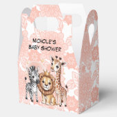 Cute Safari Animals Pink Florals Girl Baby Shower フェイバーボックス (オープン)