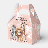 Cute Safari Animals Pink Florals Girl Baby Shower フェイバーボックス (正面サイド)