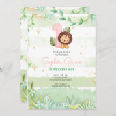 Cute Safari Animals primer cumpleaños 招待状 (正面/裏面)