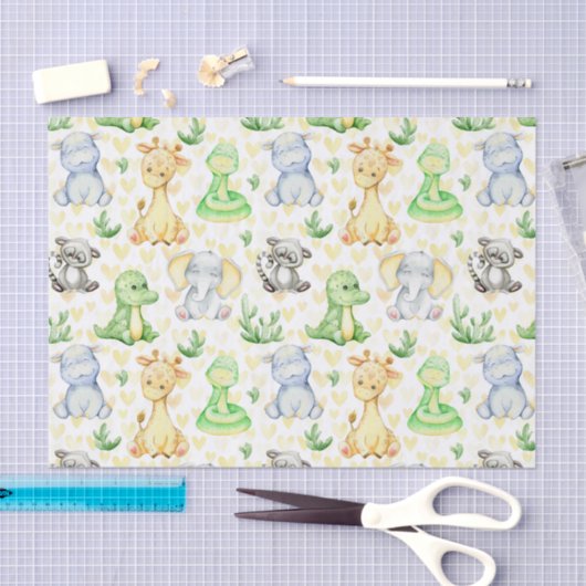 Cute Safari Animals Tissue Paper 薄葉紙 (クラフト)