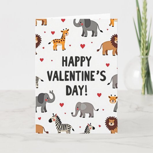 Cute Safari Animals Valentines Day Card カード (正面)