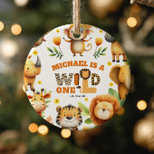 Cute Safari Animals WILD ONE 1st Birthday Photo セラミックオーナメント