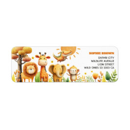 Cute Safari Animals ZOO Wildlife Return Address  ラベル
