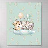 Cute Safari Baby Animal Wall Art ポスター (正面)