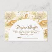 Cute Safari Baby Animals Storybook Diapper Raffle エンクロージャーカード (正面)
