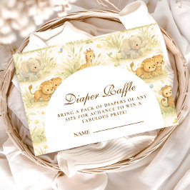 Cute Safari Baby Animals Storybook Diapper Raffle エンクロージャーカード
