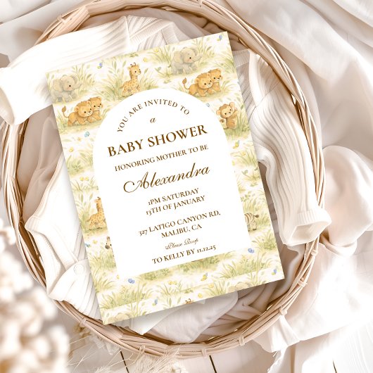 Cute Safari Baby Animals Storybook Jungle 招待状