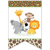 Cute Safari Jungle Animals Birthday bunting banner バンティングフラッグ (第1の旗)