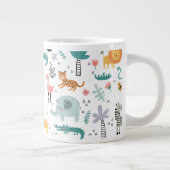 Cute Safari Jungle Animals Personalized Baby Name ジャンボコーヒーマグカップ (右)