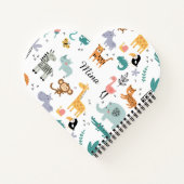 Cute Safari Jungle Animals Personalized Baby Name ノートブック (裏面)