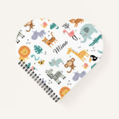 Cute Safari Jungle Animals Personalized Baby Name ノートブック (正面)