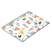 Cute Safari Jungle Animals Personalized Baby Name ノートブック (左側)