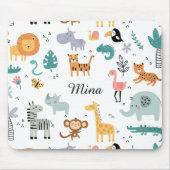 Cute Safari Jungle Animals Personalized Baby Name マウスパッド (正面)