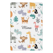 Cute Safari Jungle Animals Personalized Baby Name ミニクリップボード (裏面)