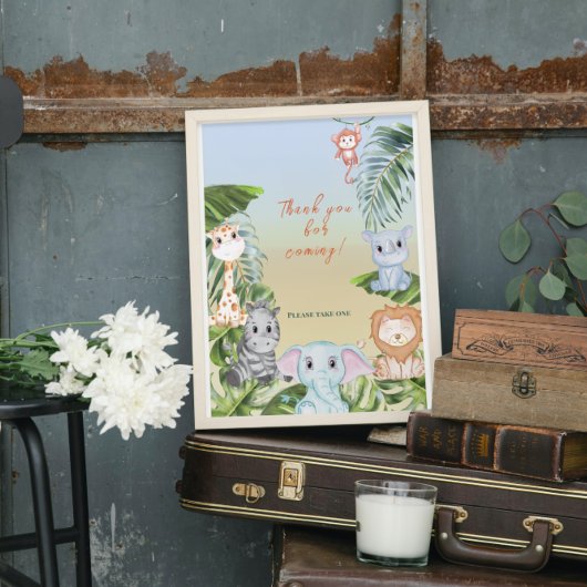 Cute Safari Jungle Little Animal Baby Shower Favor ポスター