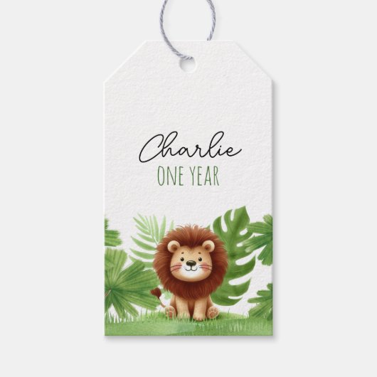 Cute Safari Lion Birthday ギフトタグ (正面)