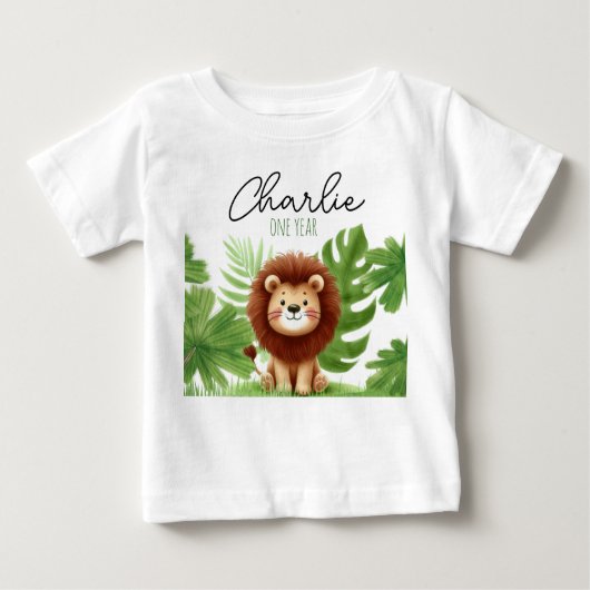 Cute Safari Lion Birthday ベビーTシャツ (正面)